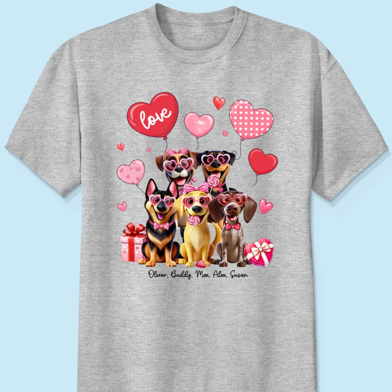 Personalized  Heart Balloon Shirt For Dog Mom, 3D Cute Dogs - Image 11