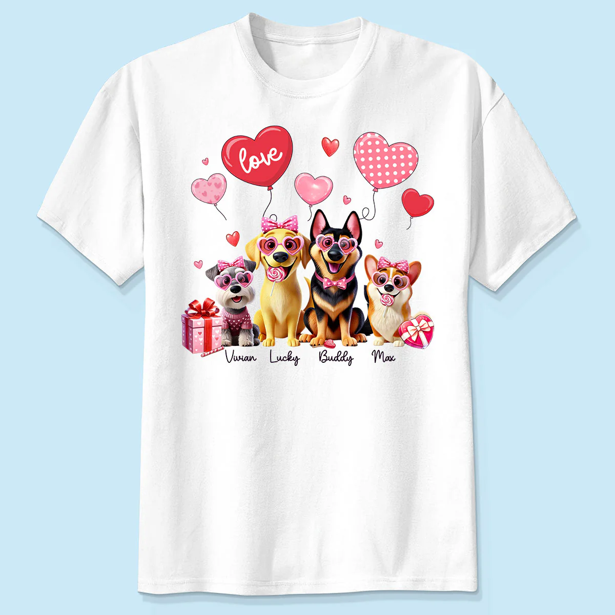 Personalized  Heart Balloon Shirt For Dog Mom, 3D Cute Dogs - Image 6