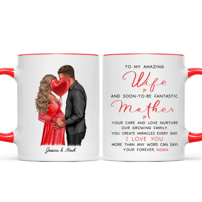 Personalized Pregnant Wife Mug, Kissing Couple, Expecting From Husband Gift, Mom To Be Vday Gift, Romantic Pregnancy Gift - Image 11