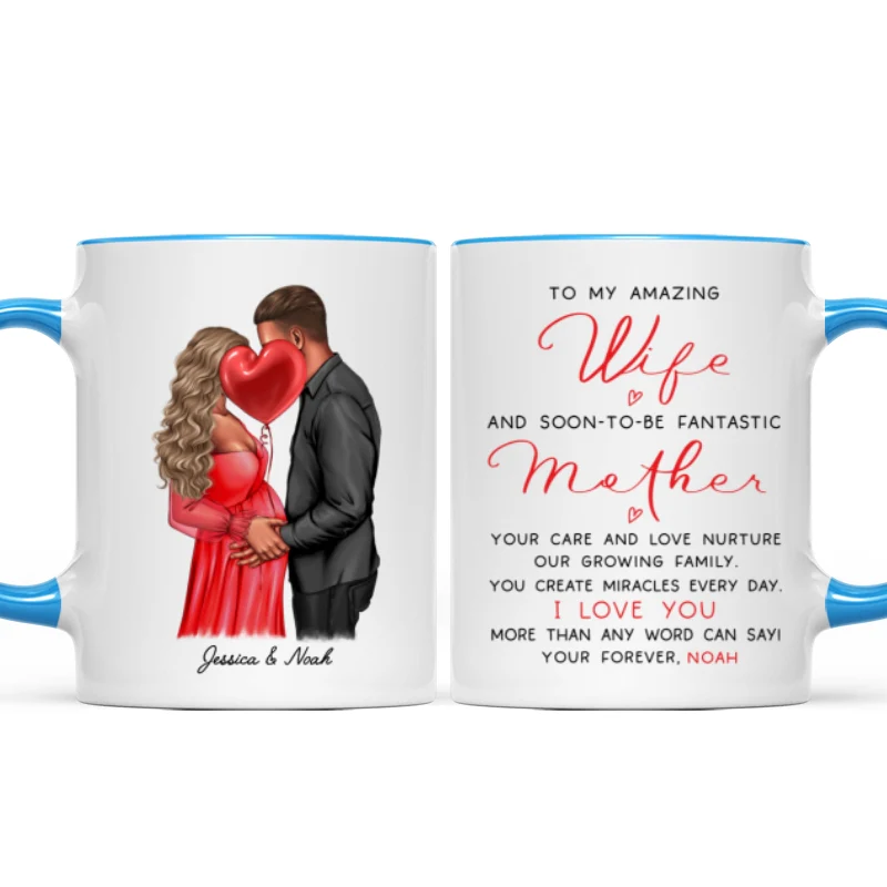 Personalized Pregnant Wife Mug, Kissing Couple, Expecting From Husband Gift, Mom To Be Vday Gift, Romantic Pregnancy Gift - Image 12