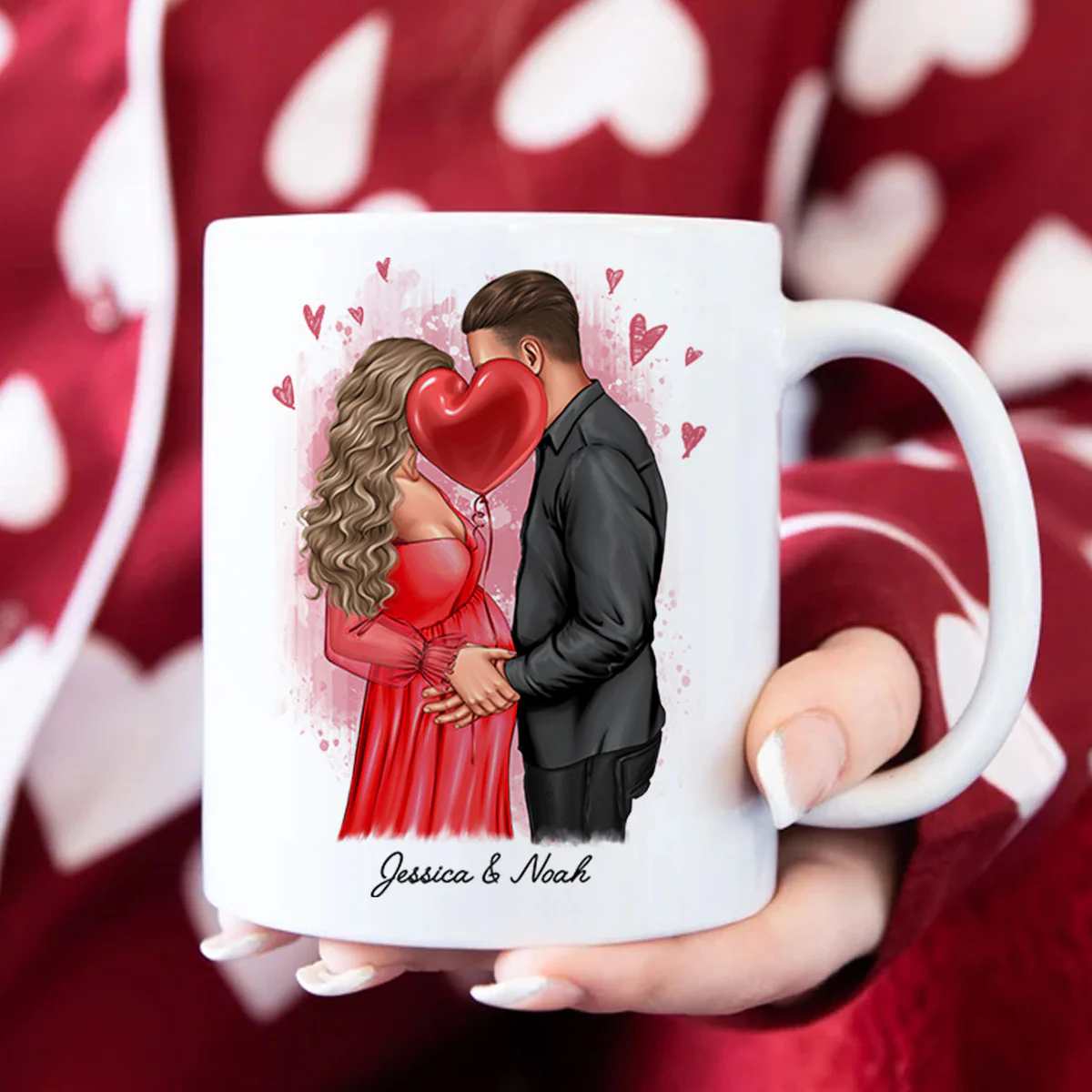 Personalized Pregnant Wife Mug, Kissing Couple, Expecting From Husband Gift, Mom To Be Vday Gift, Romantic Pregnancy Gift - Image 7