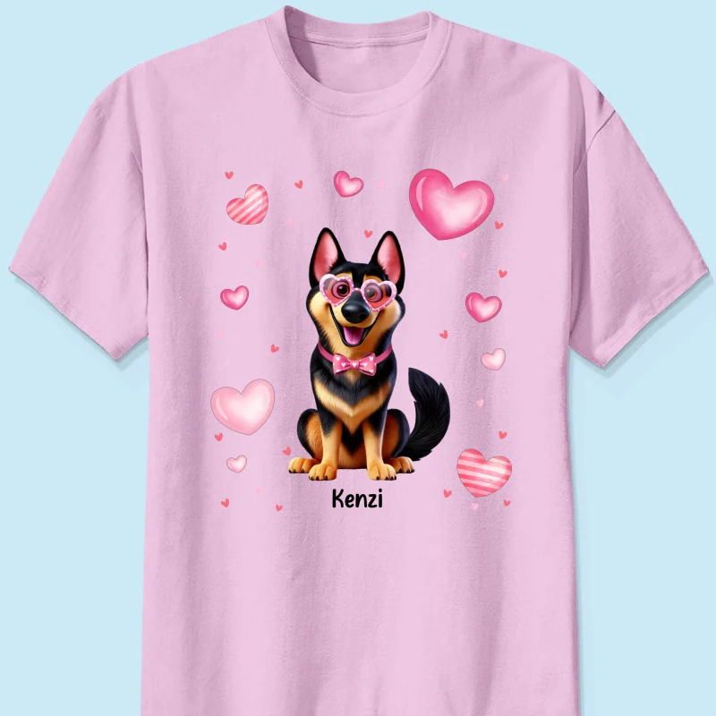 Personalized  Shirt For Dog Lovers, 3D Cute Dogs, Bow Coquette Red Pink Hearts - Image 11