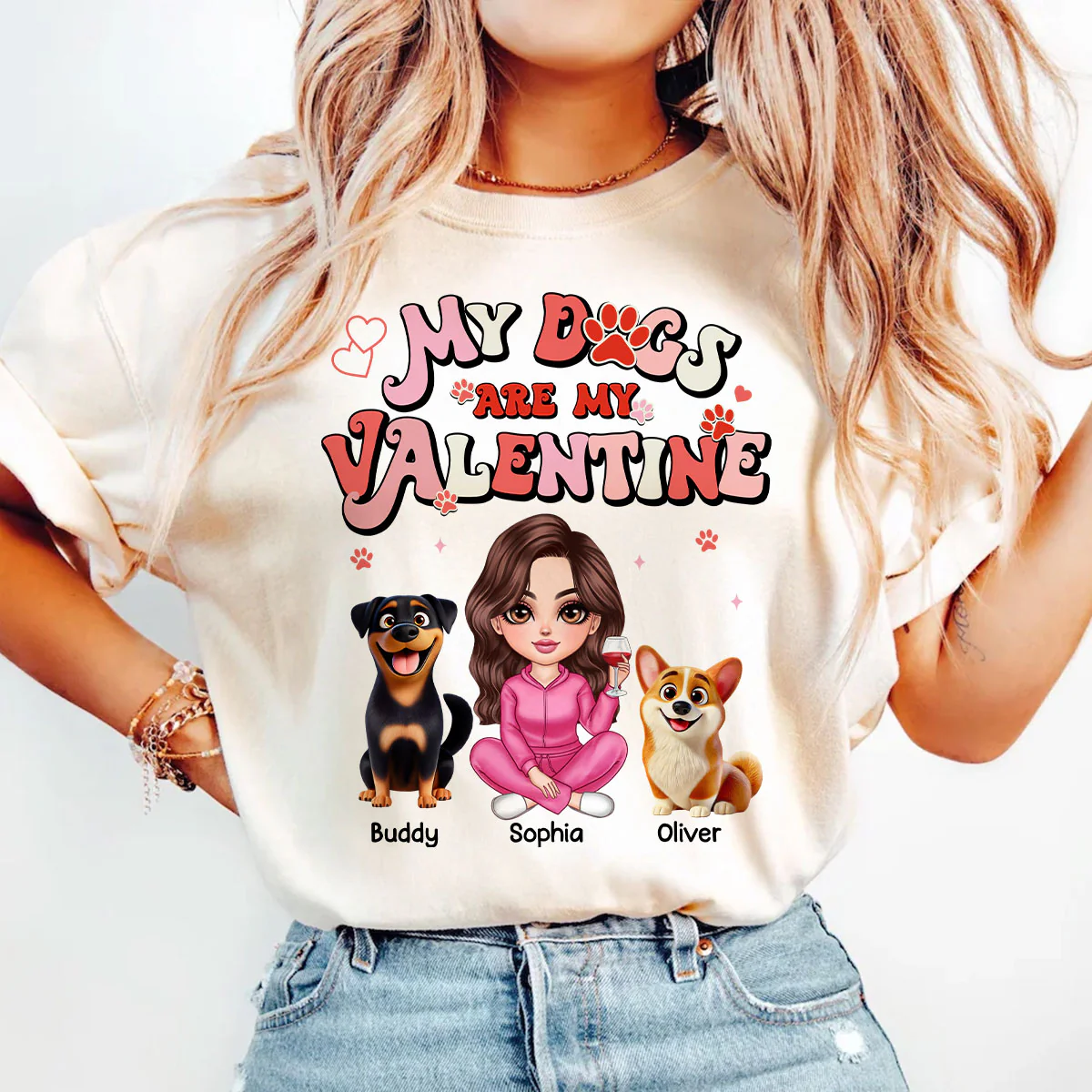 Personalized Shirt For Dog Mom, My Dogs Are My Valentine - Image 2