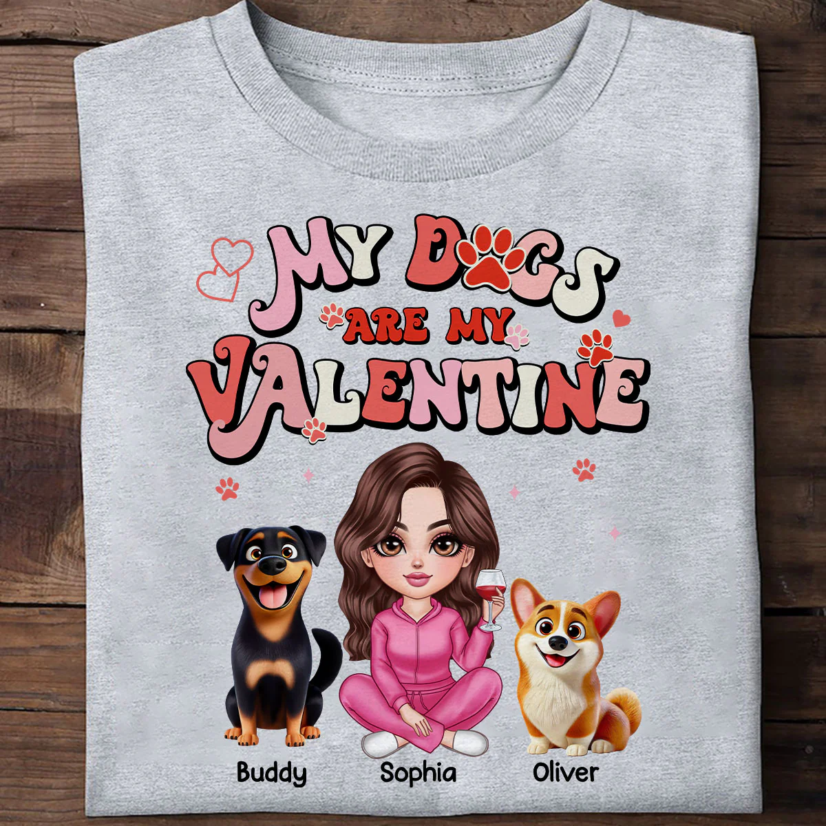 Personalized Shirt For Dog Mom, My Dogs Are My Valentine - Image 3