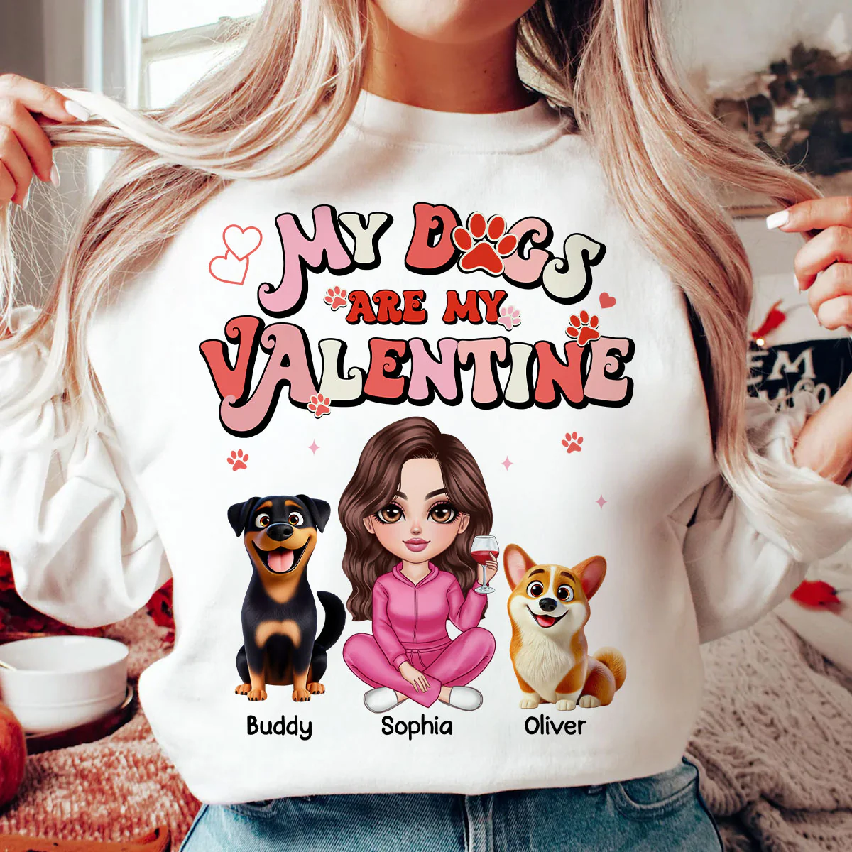 Personalized Shirt For Dog Mom, My Dogs Are My Valentine - Image 4