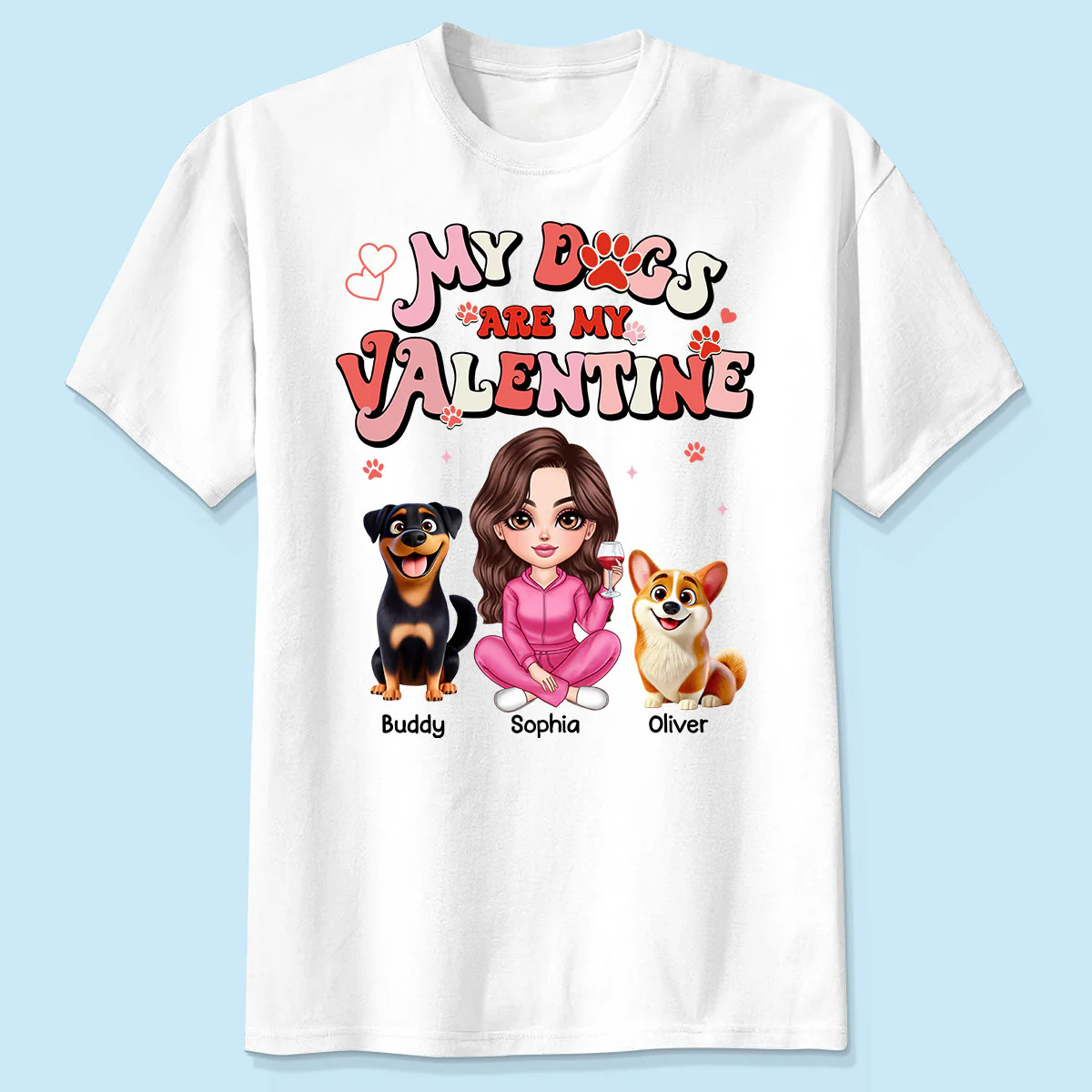 Personalized Shirt For Dog Mom, My Dogs Are My Valentine - Image 5
