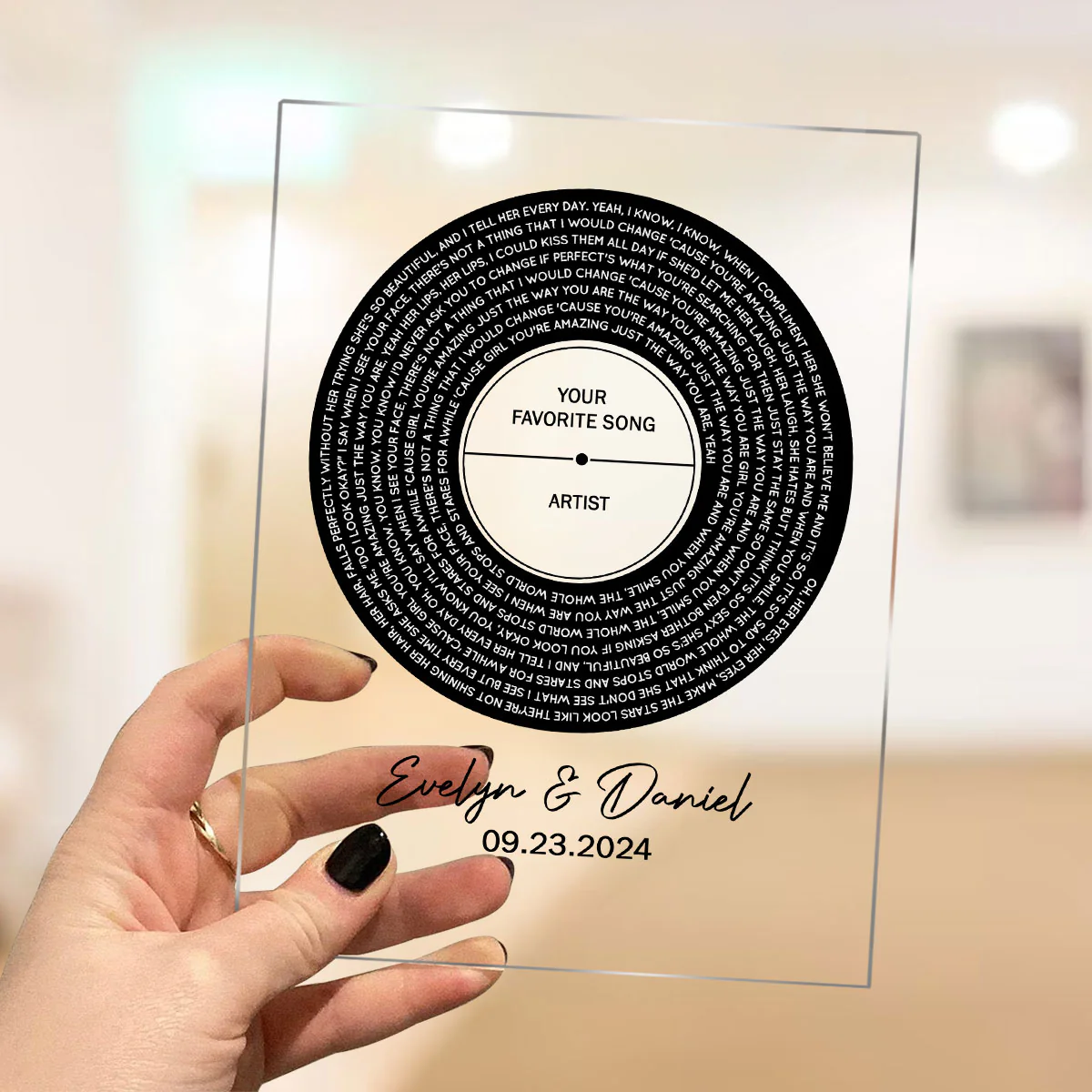 Personalized Vinyl Record Song with Lyrics on Acrylic with Stand, Gift, Personalized Gift for Her, Gift for Him, Wedding Song Gift - Image 4