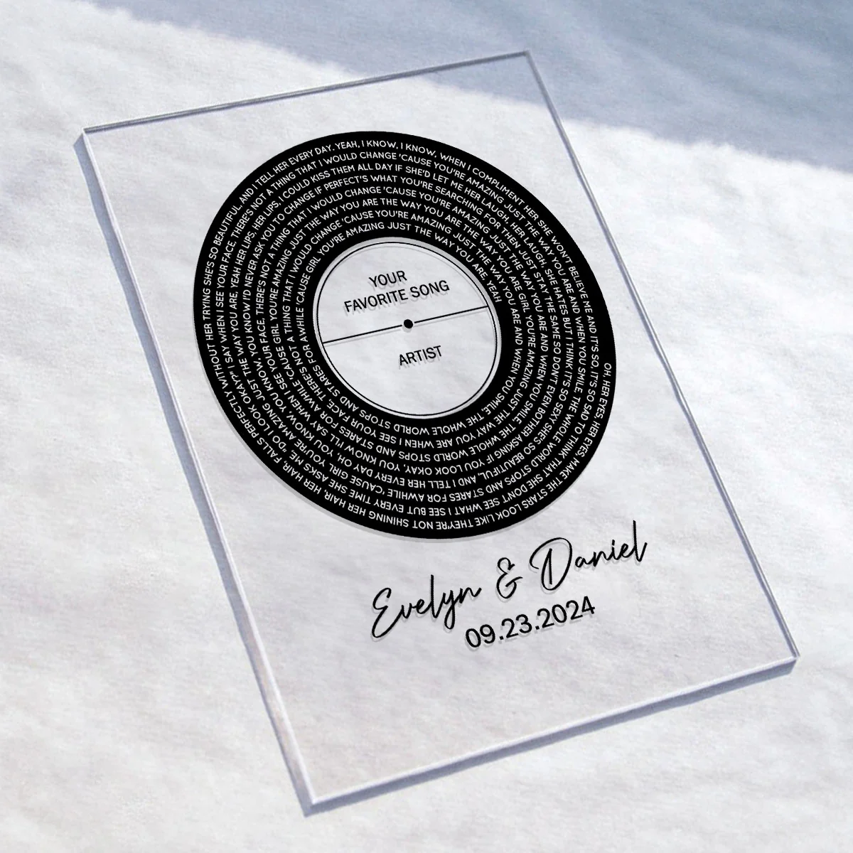 Personalized Vinyl Record Song with Lyrics on Acrylic with Stand, Gift, Personalized Gift for Her, Gift for Him, Wedding Song Gift - Image 5