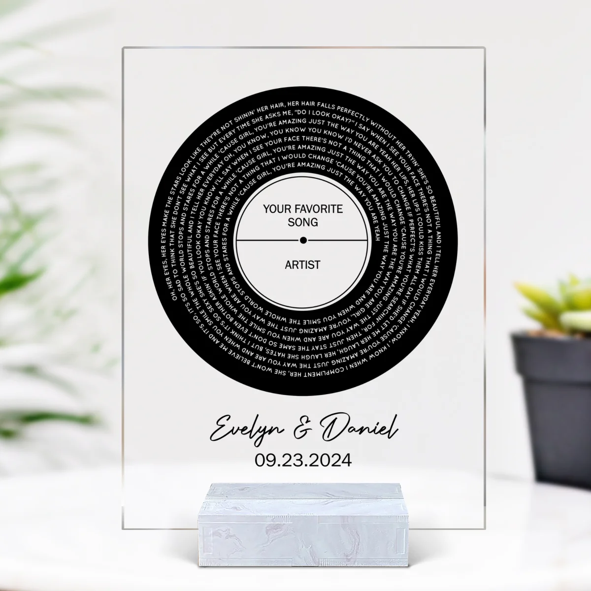 Personalized Vinyl Record Song with Lyrics on Acrylic with Stand, Gift, Personalized Gift for Her, Gift for Him, Wedding Song Gift - Image 6