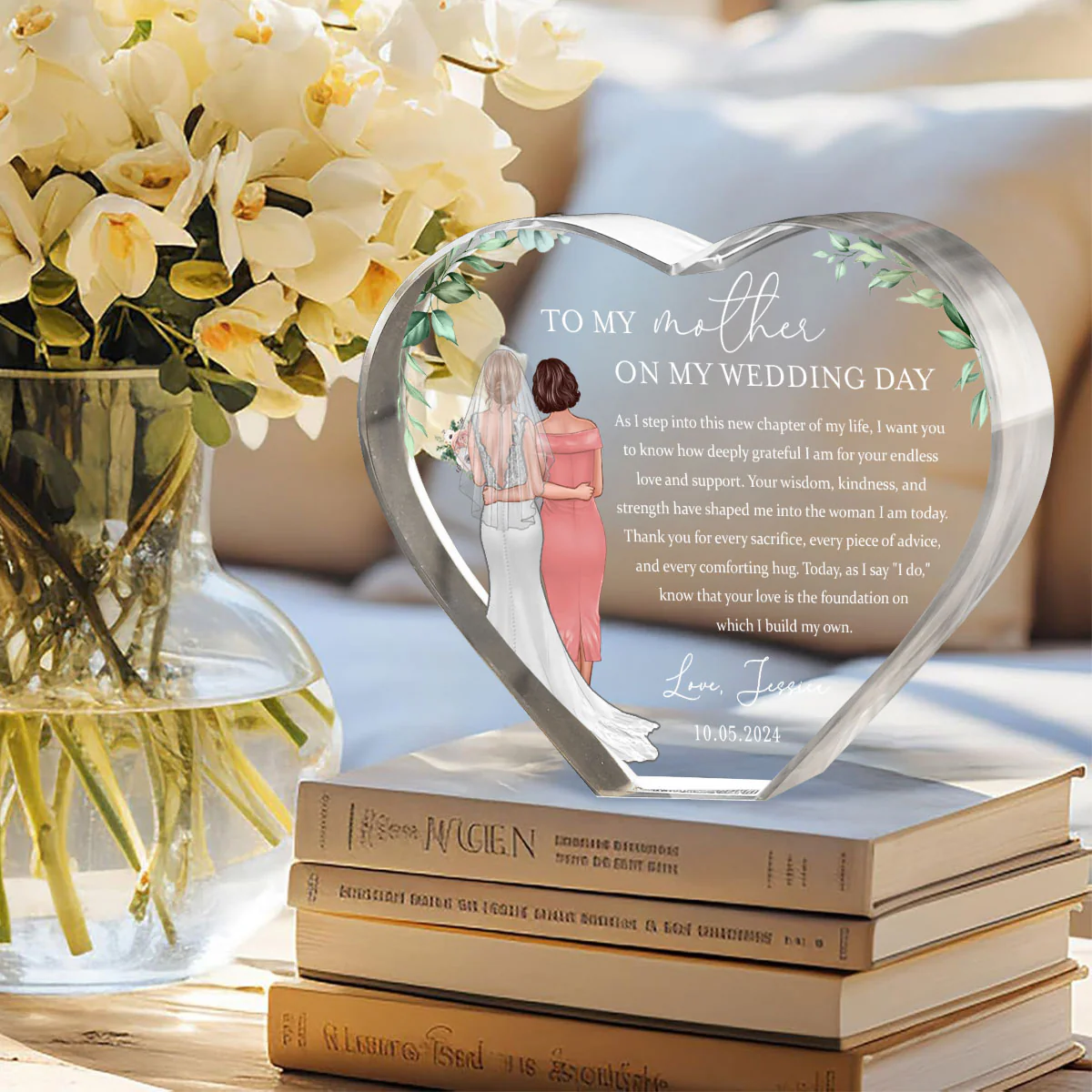 Personalized Wedding Mother of the Bride Gift from Daughter, a Treasure Forever Custom Premium Crystal Heart LED, Free Shipping Included - Image 4