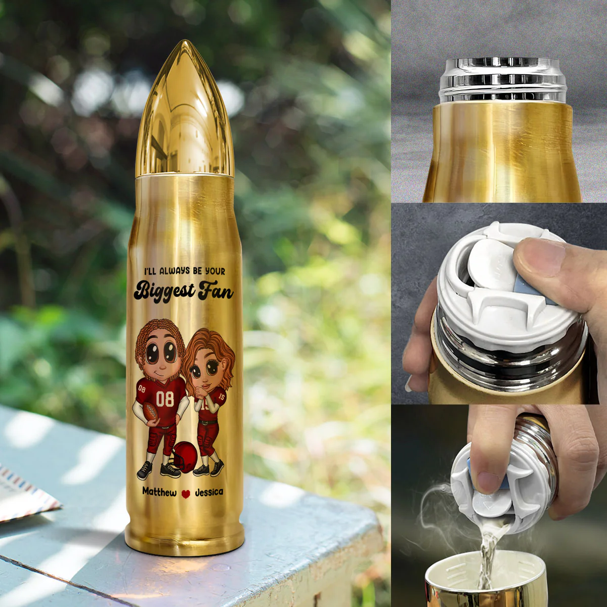 Personalized Y2K Football Couple Bullet Tumbler,  Gift for Couples - Image 3