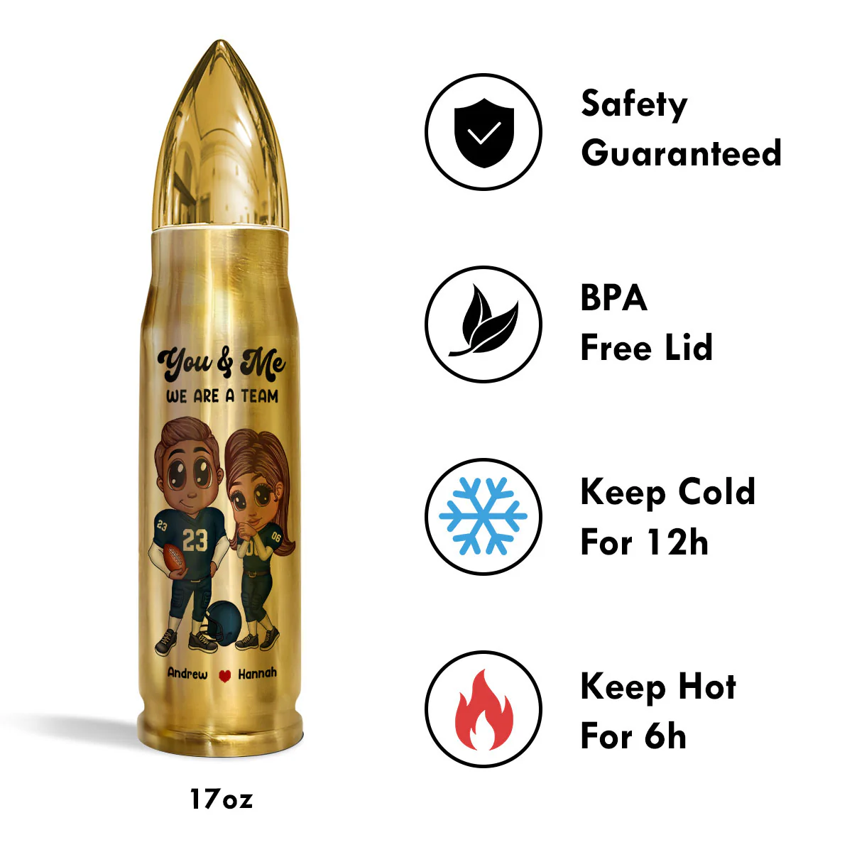 Personalized Y2K Football Couple Bullet Tumbler,  Gift for Couples - Image 4