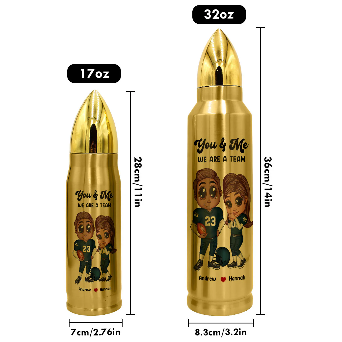 Personalized Y2K Football Couple Bullet Tumbler,  Gift for Couples - Image 7