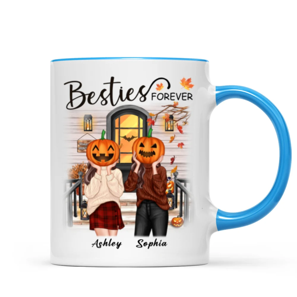 Pumpkin Head Best Friends Sisters Fall Season Front Porch Personalized Mug (11oz) - Image 5