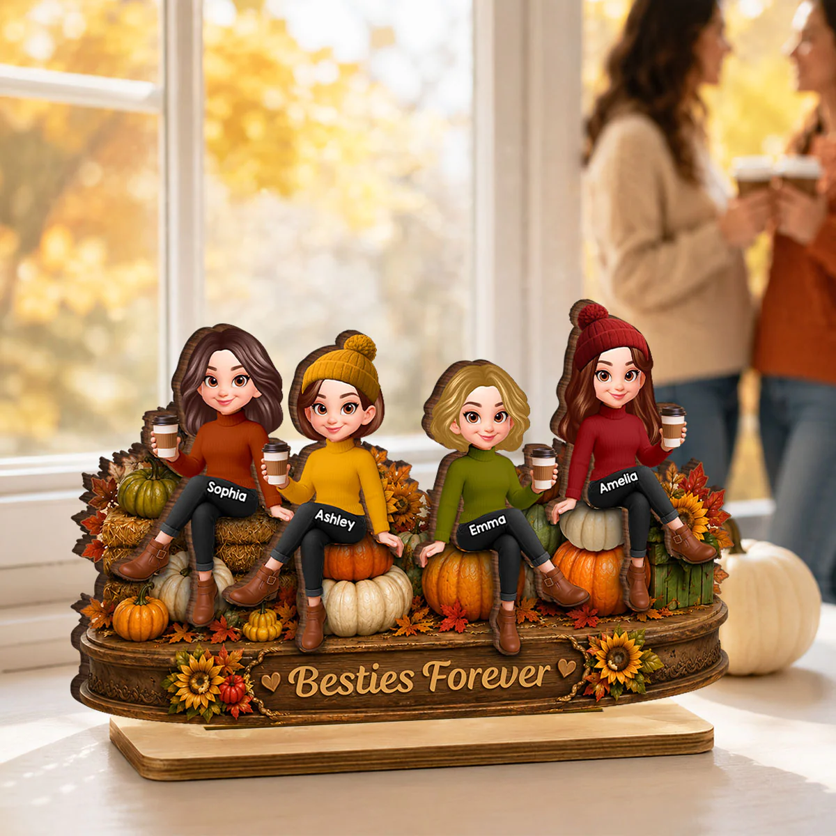 Pumpkin Patch Besties Fall Season - Personalized 2-Layered Wooden Plaque - Fall Season Gift For Besties - Image 7