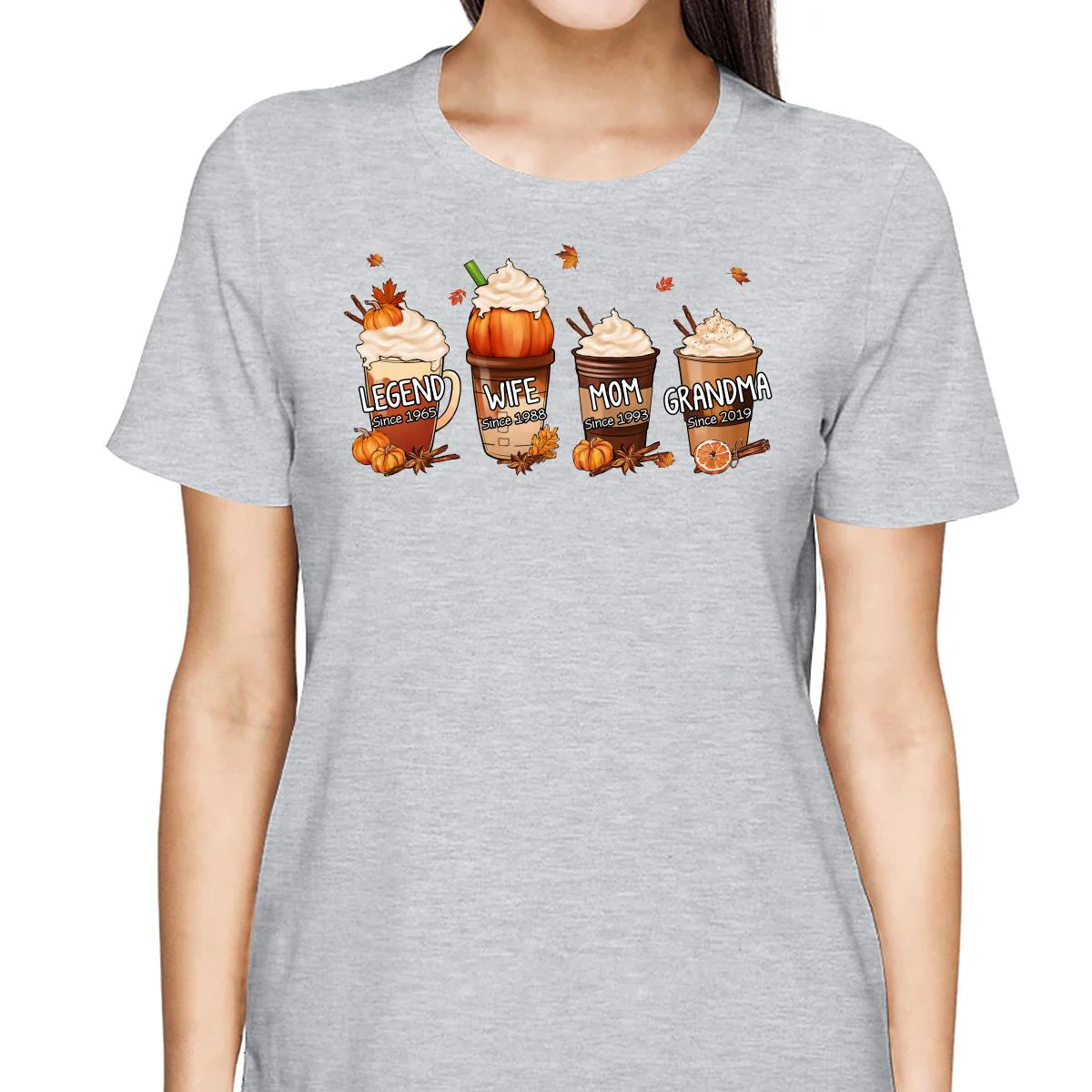 Pumpkin Spice Latte Legend Wife Mom Grandma Personalized Shirt - Image 2
