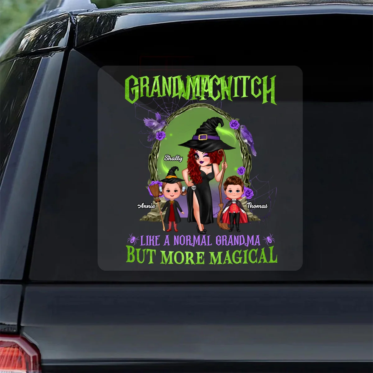 Purple And Green Pretty Grandma Halloween Personalized Decal, Halloween Decor - Image 10