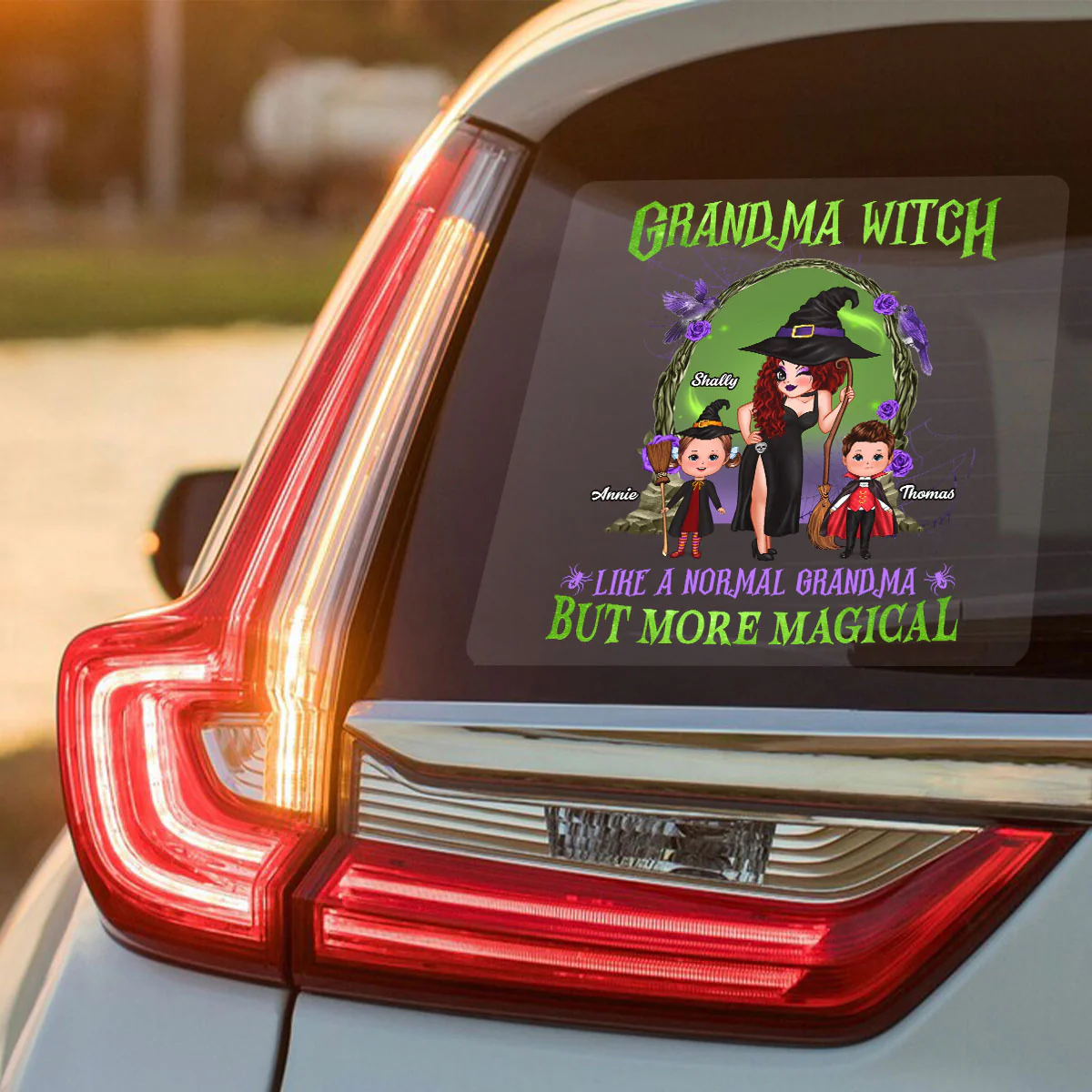 Purple And Green Pretty Grandma Halloween Personalized Decal, Halloween Decor - Image 2