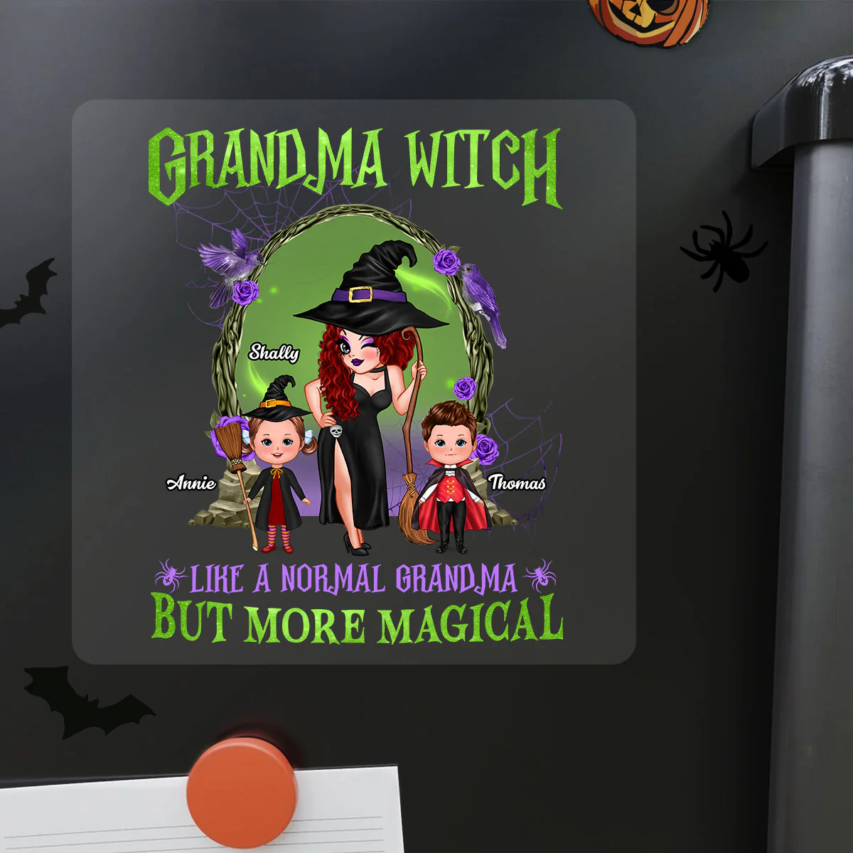 Purple And Green Pretty Grandma Halloween Personalized Decal, Halloween Decor - Image 5