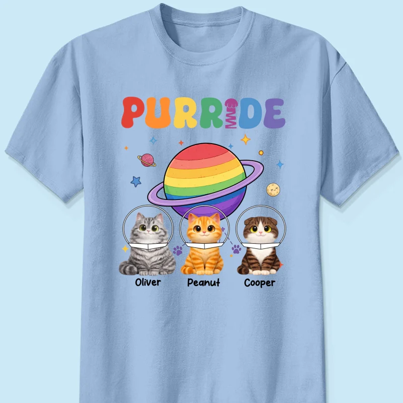 Purride Cat Mom Cat Dad LGBT Pride Month - Personalized Shirt - Gift for Cat Lovers - Image 12