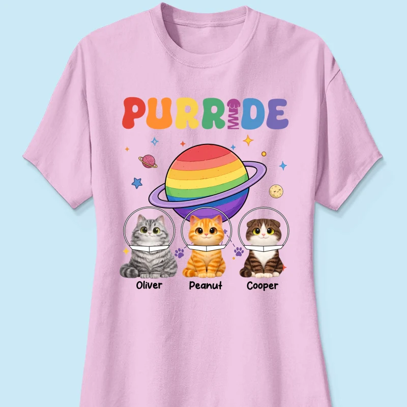 Purride Cat Mom Cat Dad LGBT Pride Month - Personalized Shirt - Gift for Cat Lovers - Image 15