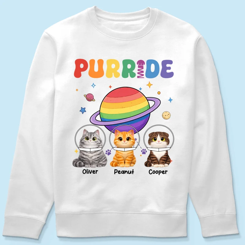 Purride Cat Mom Cat Dad LGBT Pride Month - Personalized Shirt - Gift for Cat Lovers - Image 17