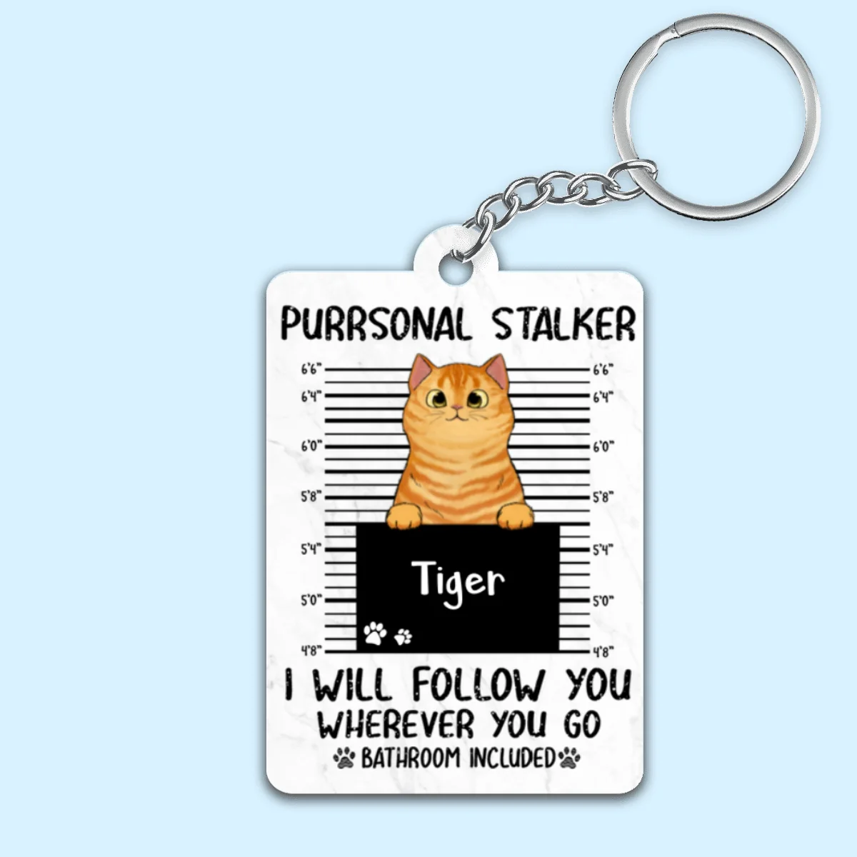 Purrsonal Stalker Peeking Fluffy Cat Personalized Acrylic Keychain - Image 4