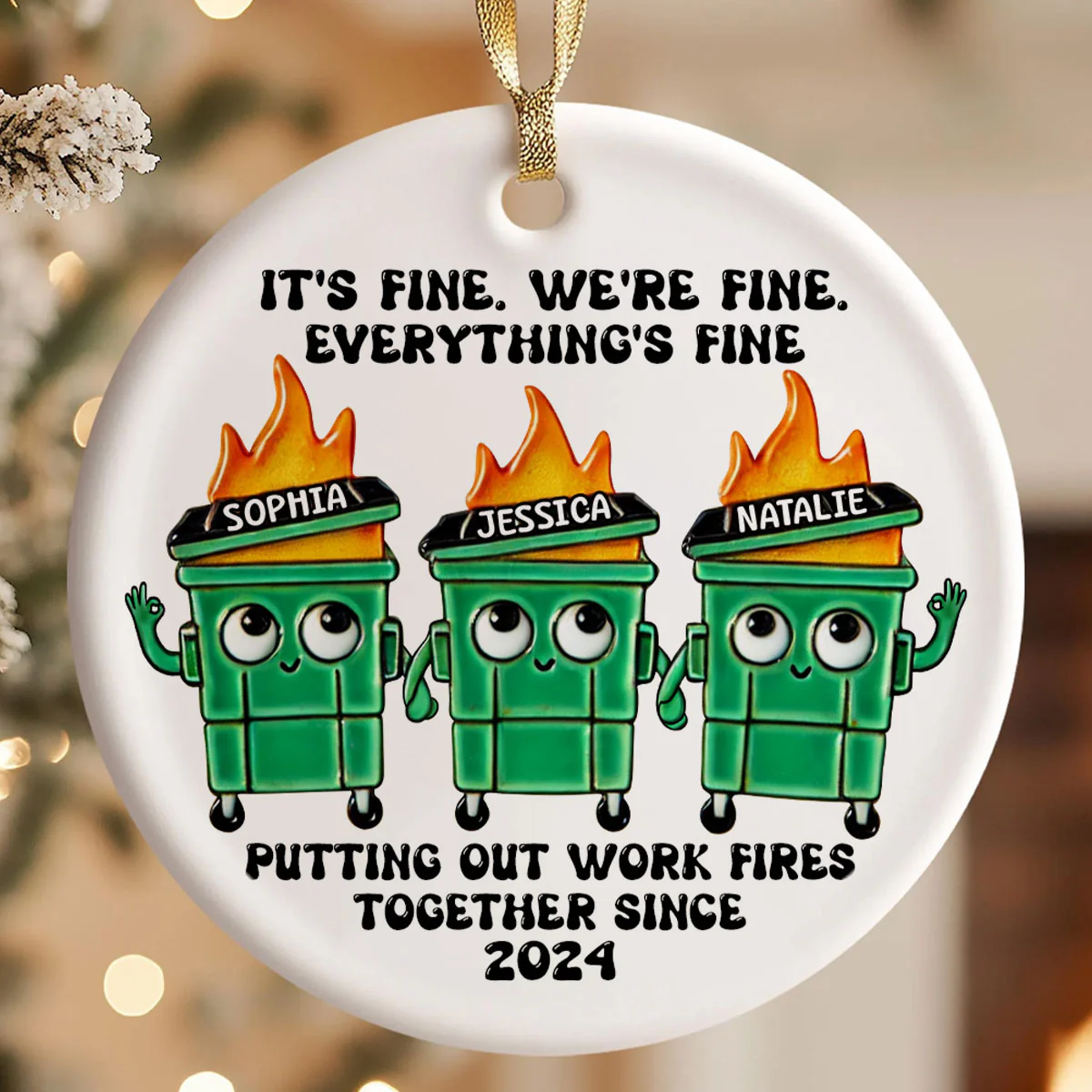 Putting Out Work Fires Together Work Bestie Dumpster Fire Funny Gift For Colleagues - Personalized Ornament - Gift For Colleagues, Coworkers, Boss - Image 8