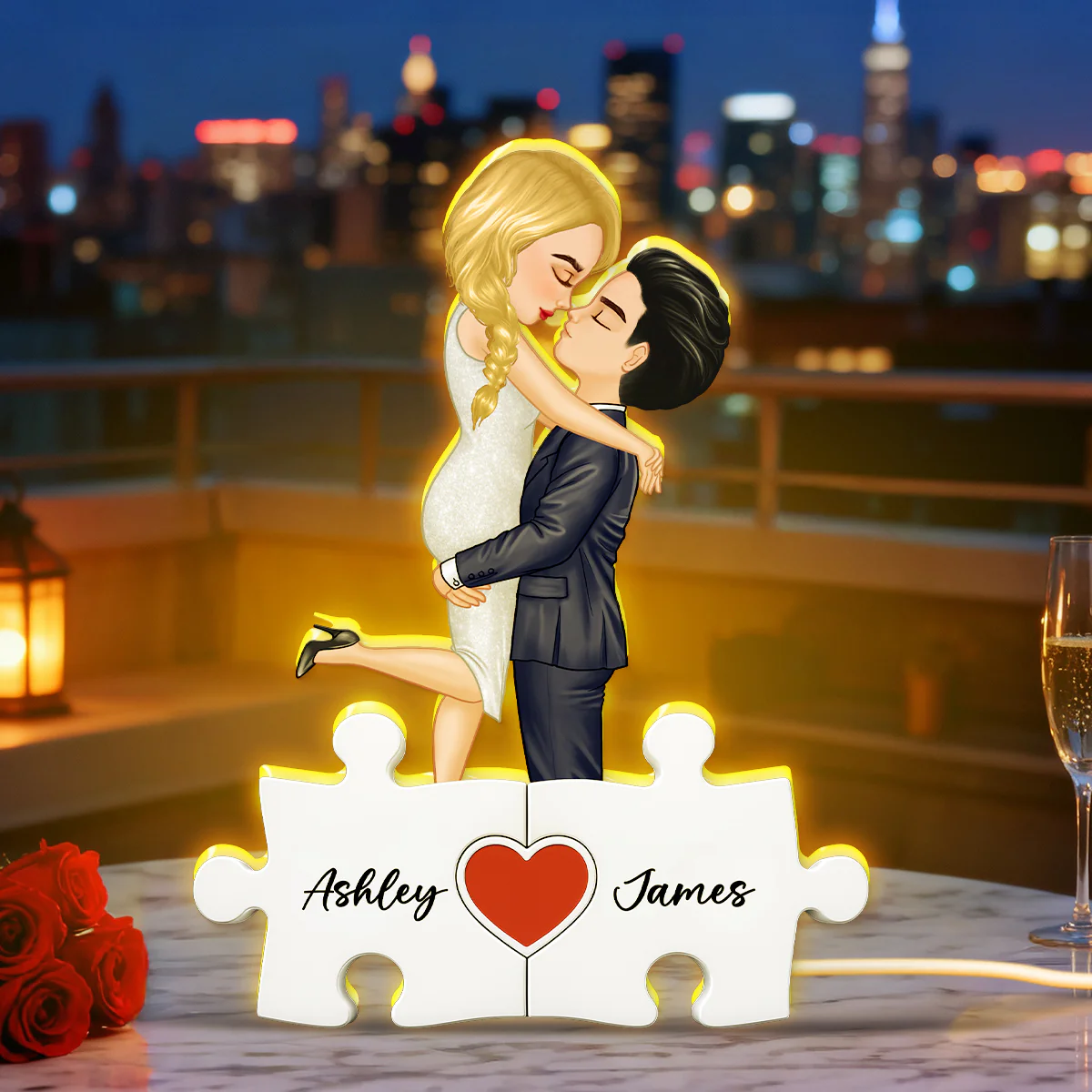 Puzzle Name Couple - Personalized Light Box - Gift for Couple, for Her, for Him - Image 3
