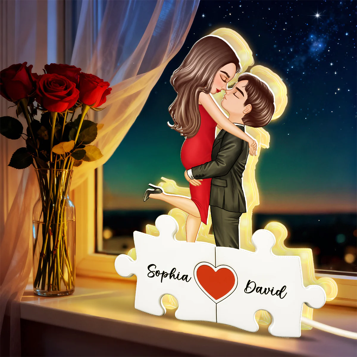 Puzzle Name Couple - Personalized Light Box - Gift for Couple, for Her, for Him - Image 4