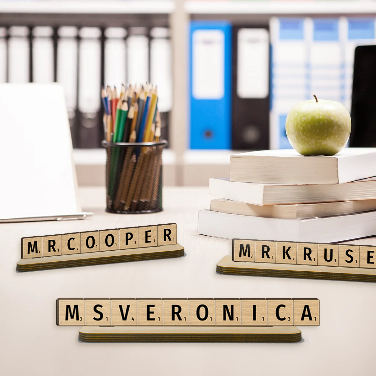 Puzzle Word Personalized Wooden Office Table Place Name - Image 2