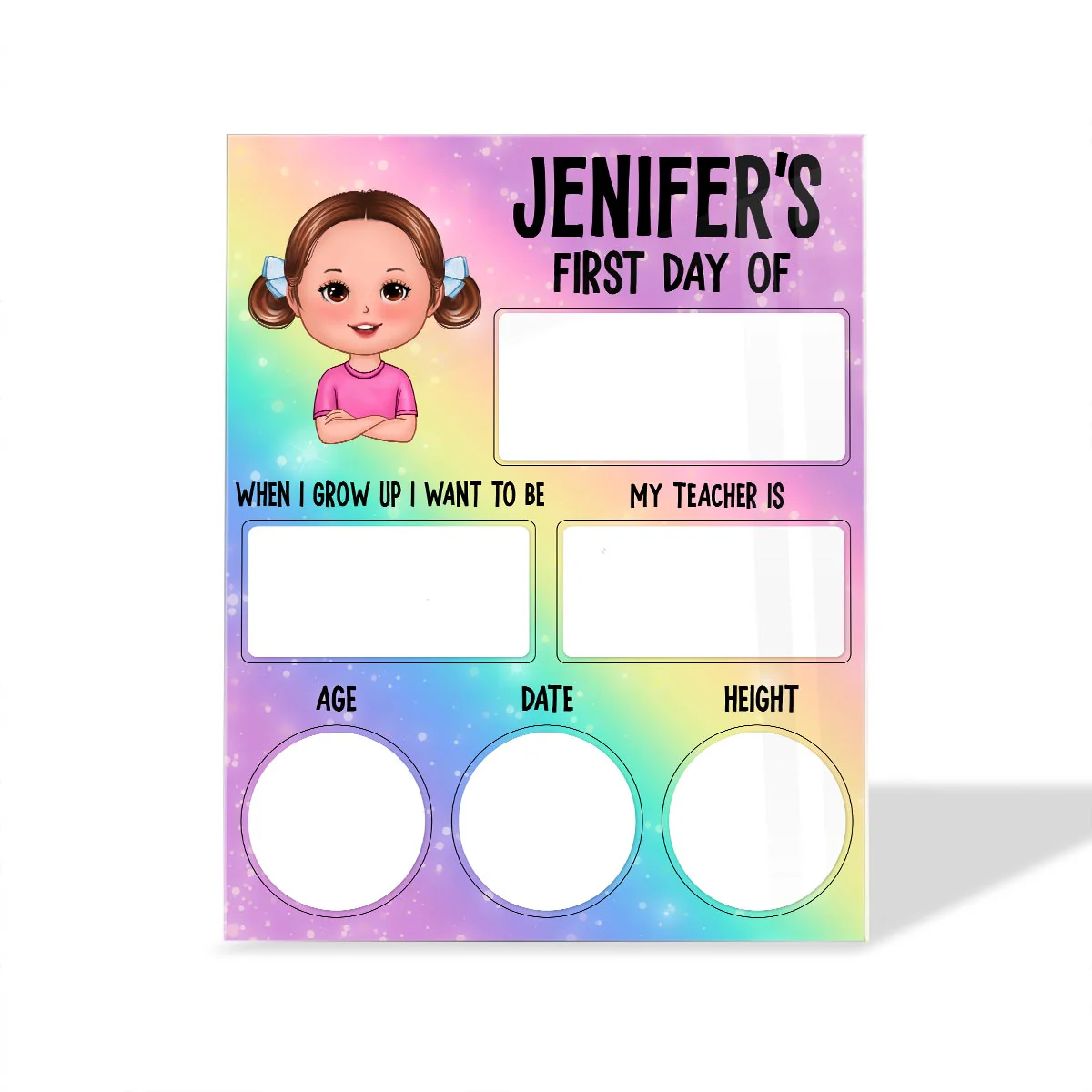 Rainbow Acrylic First Day Of School Personalized Reusable Board Sign, Back To School Gift - Image 2