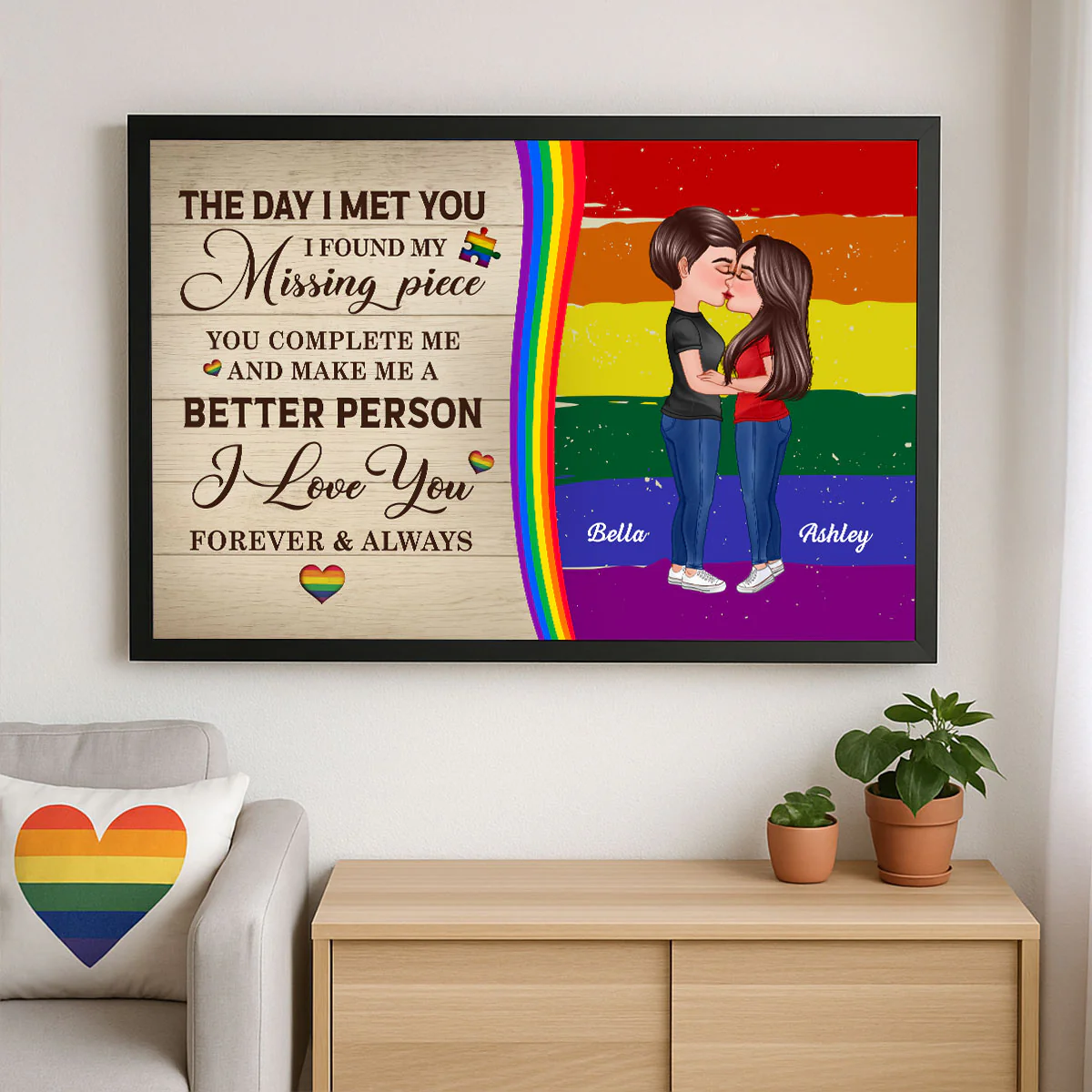 Rainbow Love Statement Personalized LGBT Couple Poster - Image 3