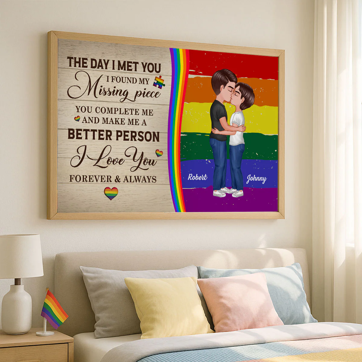 Rainbow Love Statement Personalized LGBT Couple Poster - Image 4