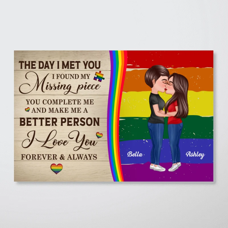 Rainbow Love Statement Personalized LGBT Couple Poster - Image 9