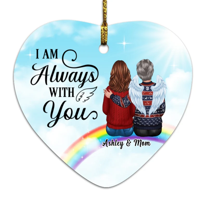 Rainbow Memorial Family Sitting Remembrance Personalized Heart Ornament - Image 2