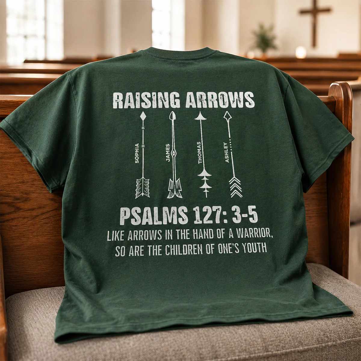 Raising Arrows Custom Kids Names - Personalized Shirt - Father's Day Gift For Christian Dad - Image 3