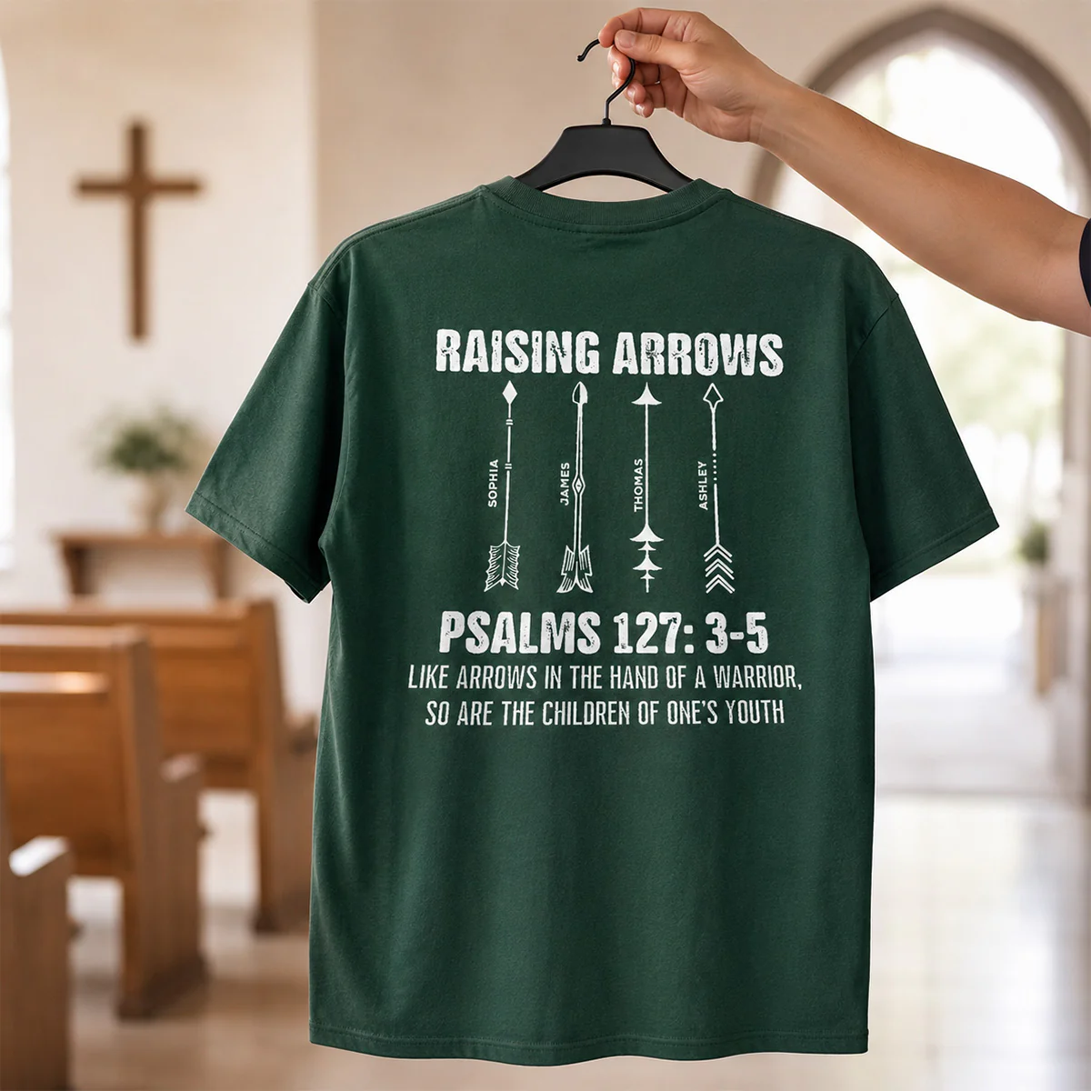 Raising Arrows Custom Kids Names - Personalized Shirt - Father's Day Gift For Christian Dad - Image 7