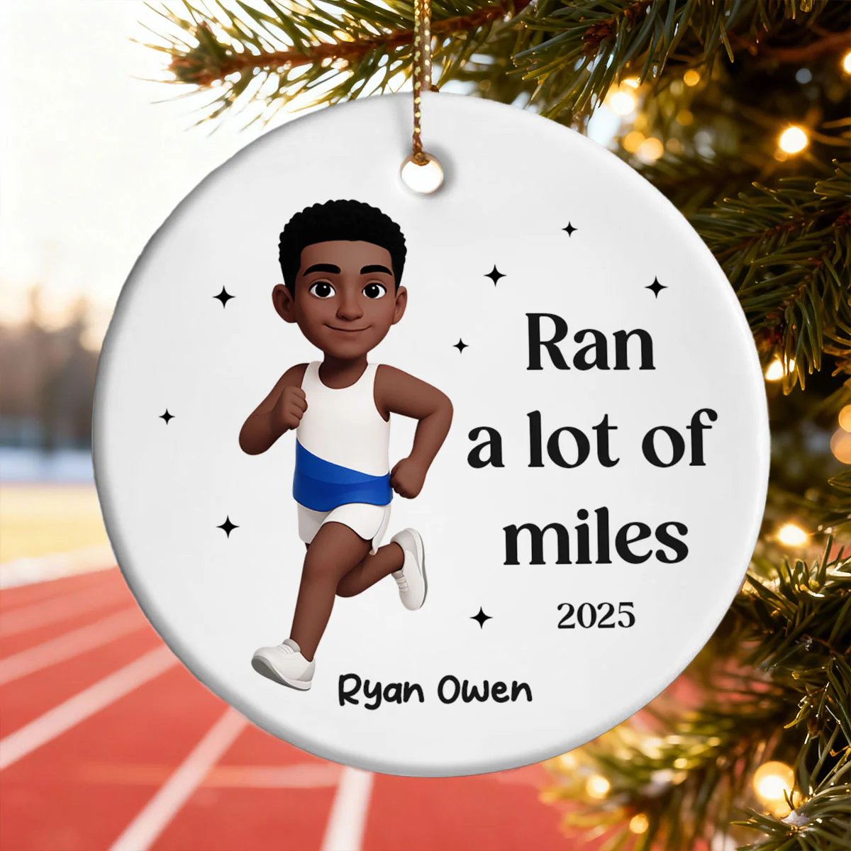 Ran A Lot Of Miles Running Boy Girl - Personalized Ceramic Ornament - Gift for Marathon Runner, Track Senior Night Gift - Image 6