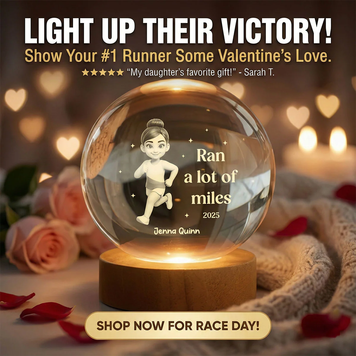 Ran A Lot Of Miles Running Boy Girl - Personalized Crystal Ball LED Night Light - Gift for Marathon Runner, Track Senior Night Gift - Image 11