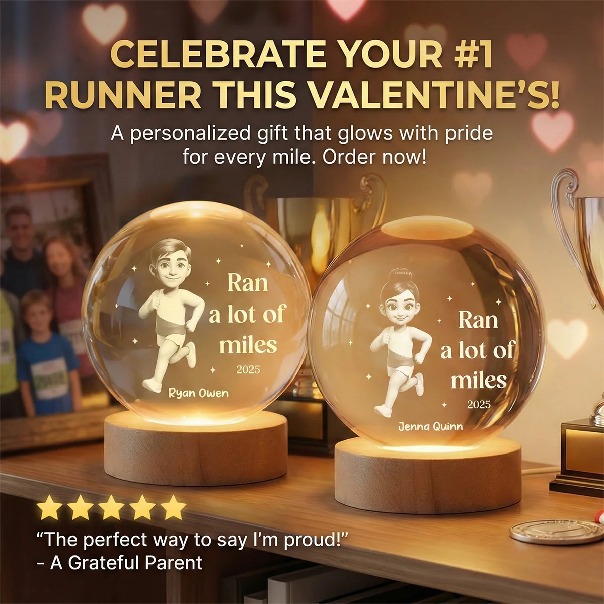 Ran A Lot Of Miles Running Boy Girl - Personalized Crystal Ball LED Night Light - Gift for Marathon Runner, Track Senior Night Gift - Image 7