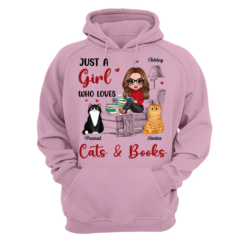 Reading Books Girl And Cats Outline Personalized Shirt - Image 15