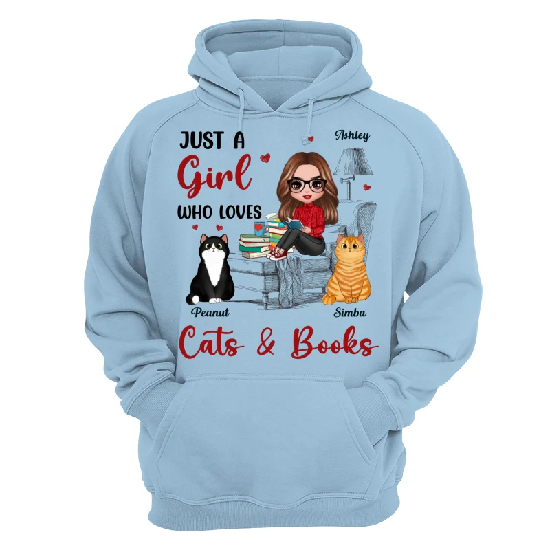 Reading Books Girl And Cats Outline Personalized Shirt - Image 16