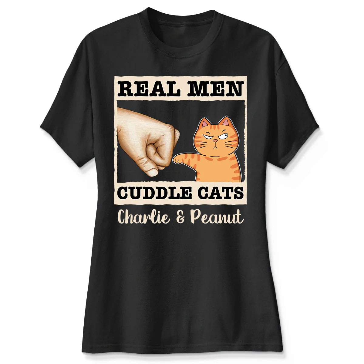 Real Men Cuddle Cats Fist Bump Funny Cute Cats Gift For Cat Dad Personalized Shirt - Image 4