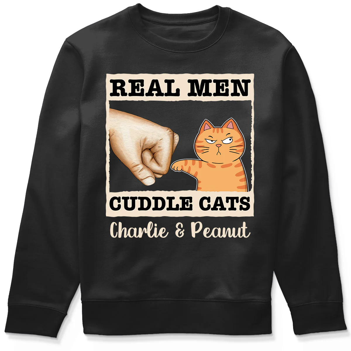 Real Men Cuddle Cats Fist Bump Funny Cute Cats Gift For Cat Dad Personalized Shirt - Image 6