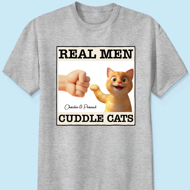 Real Men Cuddle Cats Personalized Shirt, Gift for Cat Dads - Image 10