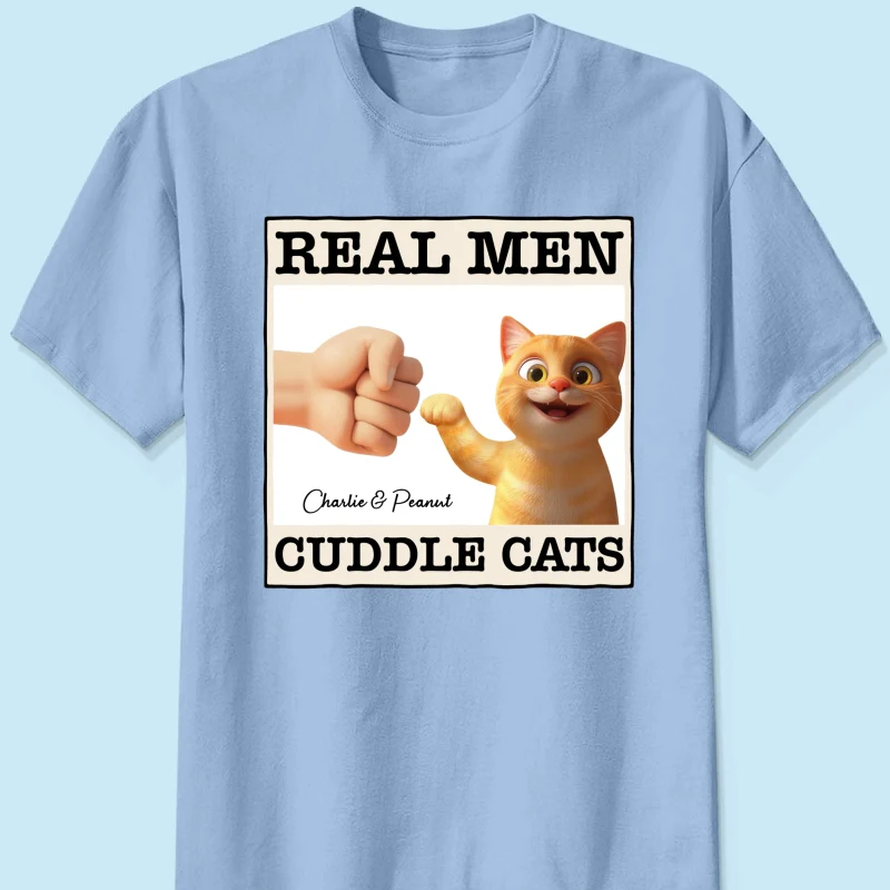 Real Men Cuddle Cats Personalized Shirt, Gift for Cat Dads - Image 12