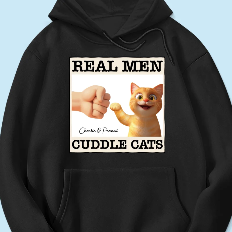 Real Men Cuddle Cats Personalized Shirt, Gift for Cat Dads - Image 14