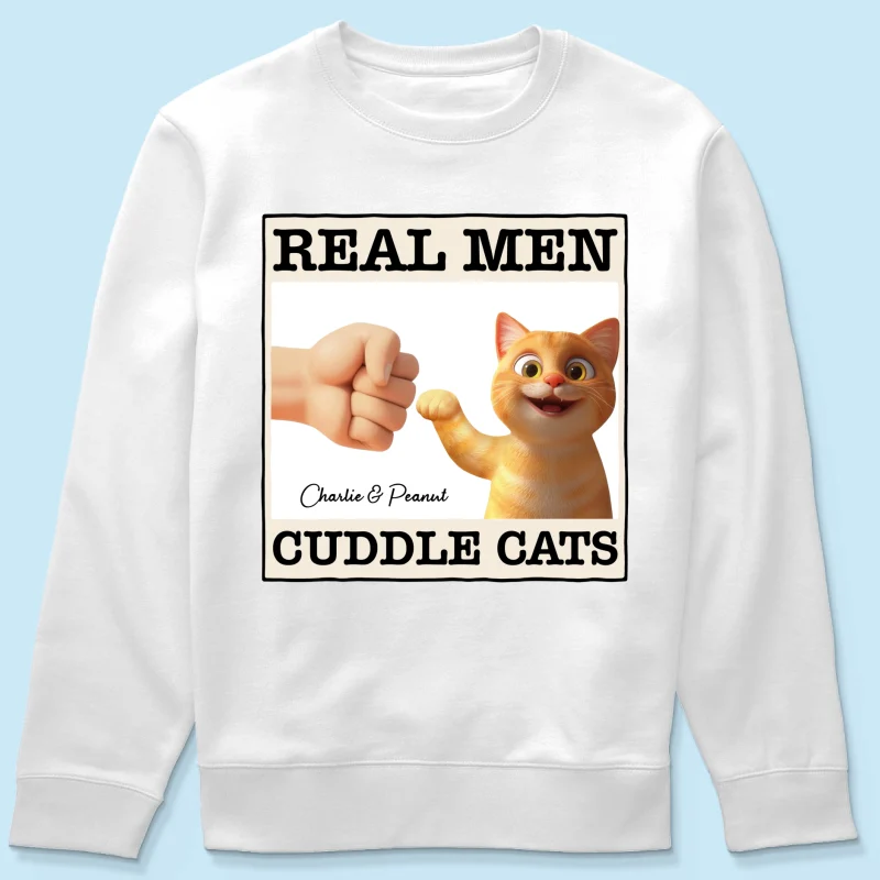 Real Men Cuddle Cats Personalized Shirt, Gift for Cat Dads - Image 18