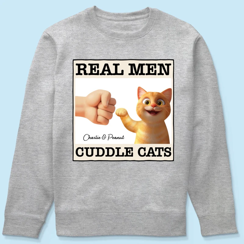 Real Men Cuddle Cats Personalized Shirt, Gift for Cat Dads - Image 20